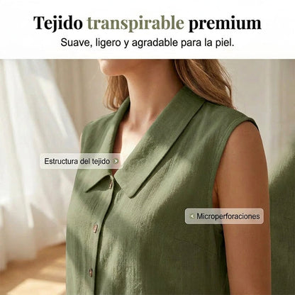 Valentina - Blusa con escote en V y botones