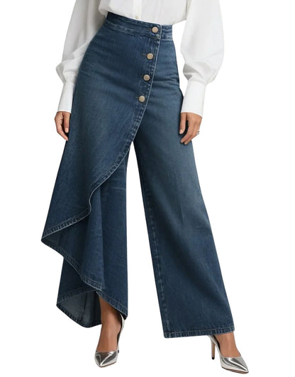 Jeans Vaqueros Cruzados de Mujer Tiro Medio