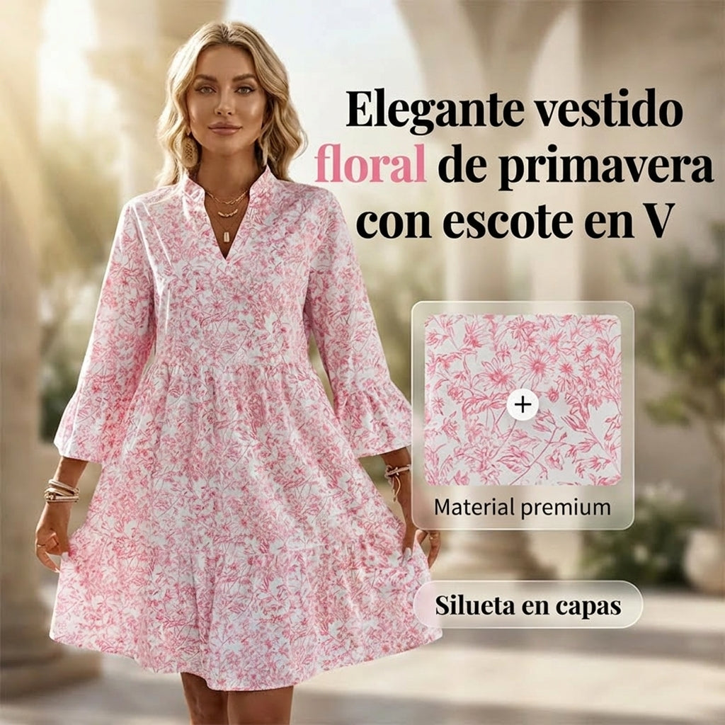 Soraya - Vestido con escote en V y estampado