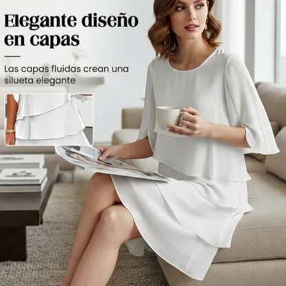 Brisa - Vestido elegante de capas y volantes