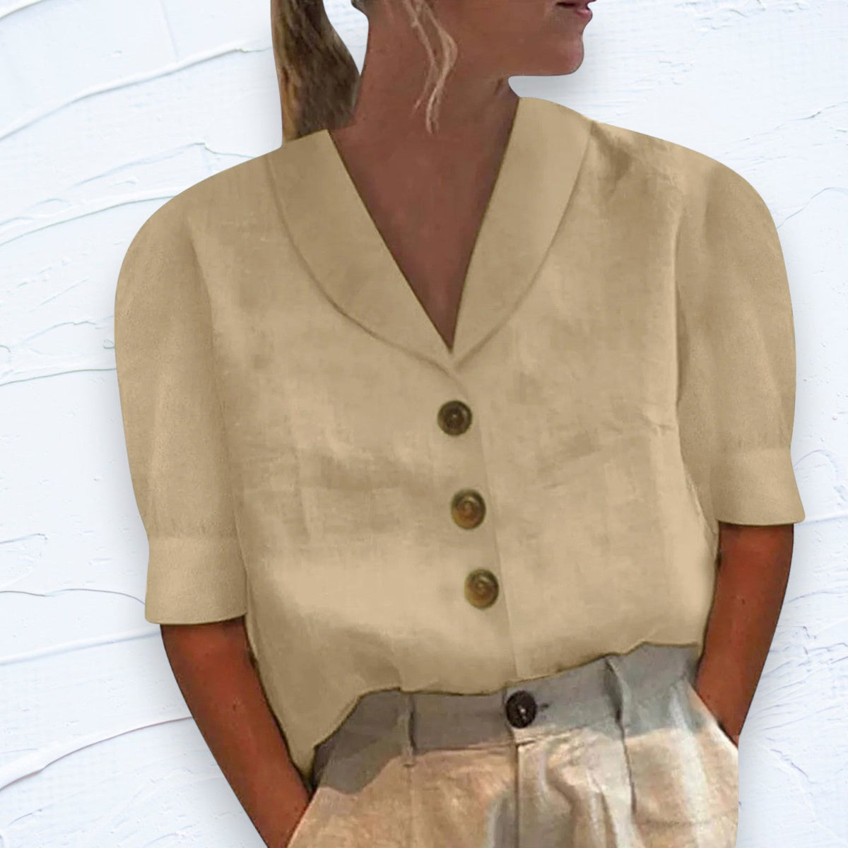Blusa Retro Chic De Mujer Con Nudo Frontal
