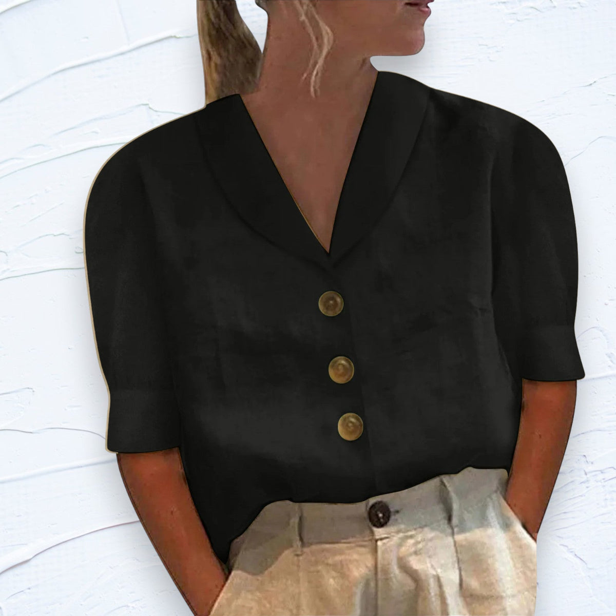 Blusa Retro Chic De Mujer Con Nudo Frontal