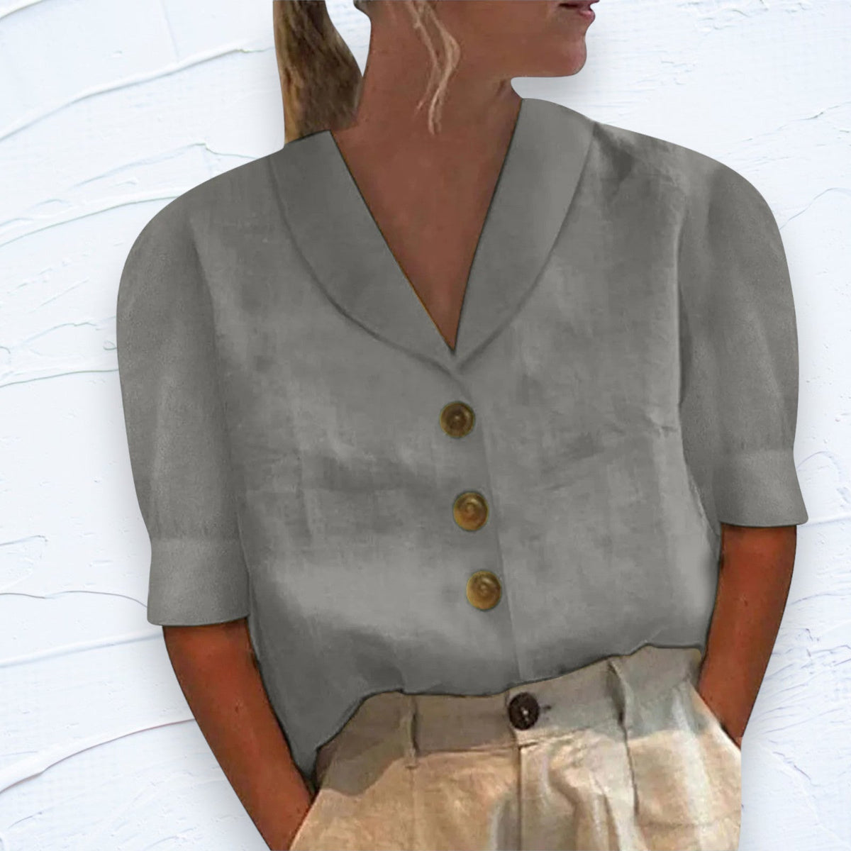 Blusa Retro Chic De Mujer Con Nudo Frontal