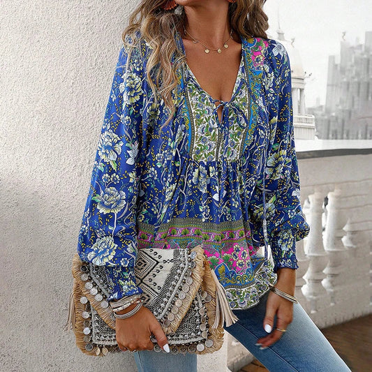 Blusa Floral Elegante de Mujer con Corte Fluido