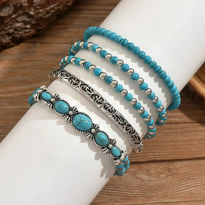 Set de Pulseras Boho Perlas Turquesas