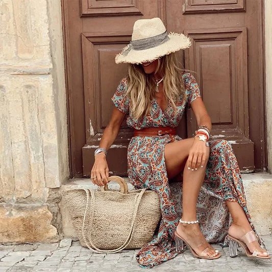 Vestido Maxi Bohemio Elegante de Viscosa Ligera