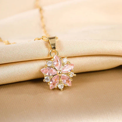 Collar Sakura Rosa Romántico en Acero