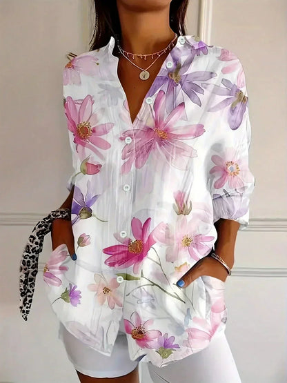 Blusa Colorida Con Estampado Artístico y Ajuste Cómodo
