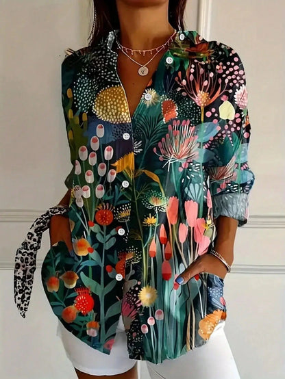 Blusa Colorida Con Estampado Artístico y Ajuste Cómodo