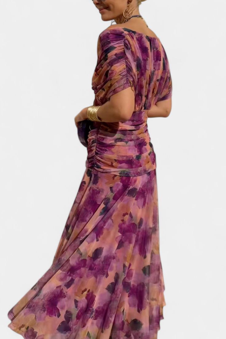 Alondra Vestido Largo con Estampado Floral Fantasía y Escote en V