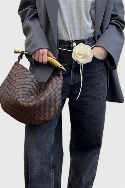Gerda Bolso Woven con Asa Dorada