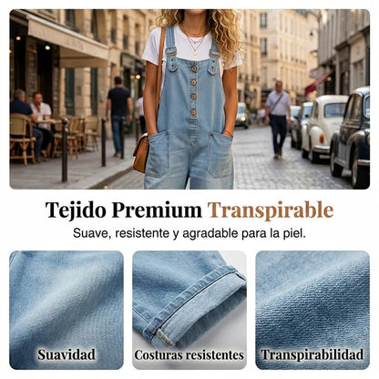 Vera - Mono vaquero holgado para mujer con bolsillos