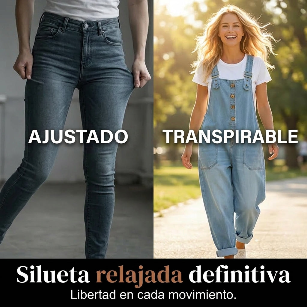 Vera - Mono vaquero holgado para mujer con bolsillos