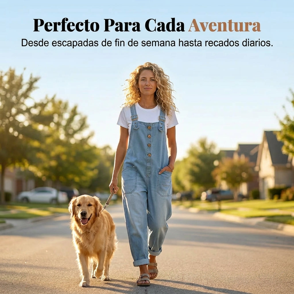 Vera - Mono vaquero holgado para mujer con bolsillos