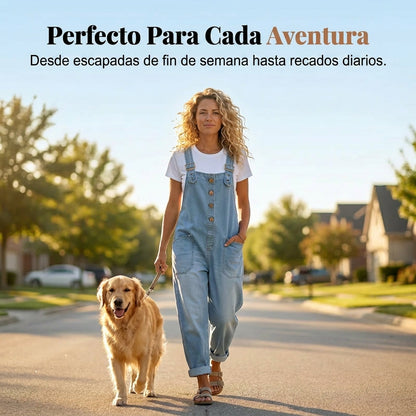 Vera - Mono vaquero holgado para mujer con bolsillos