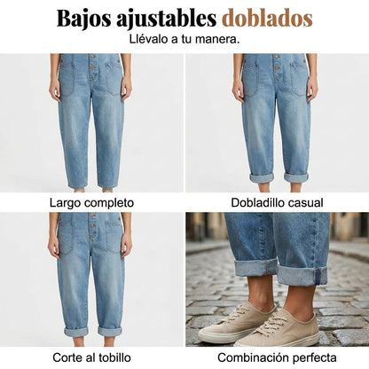 Vera - Mono vaquero holgado para mujer con bolsillos