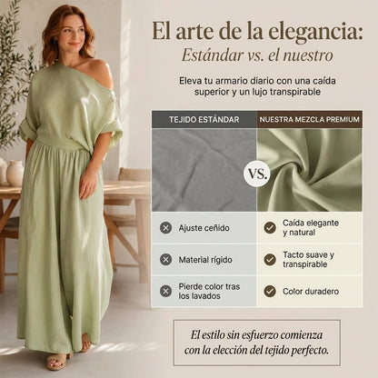 Alba - Conjunto de top sin tirantes y pantalón de pierna ancha