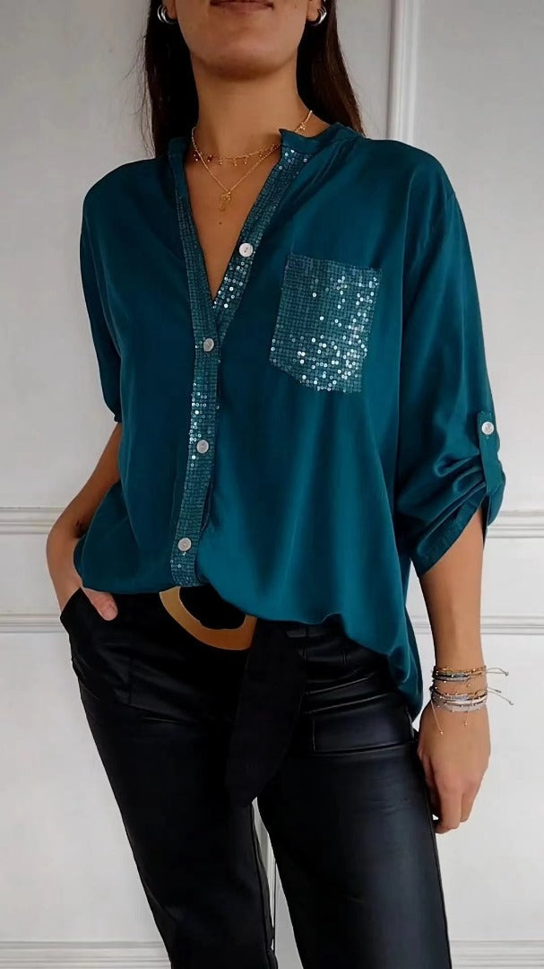 Leire - Camisa con lentejuelas