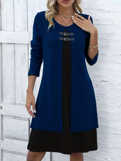 Clara - Vestido en línea A con efecto dos piezas