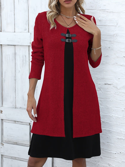 Clara - Vestido en línea A con efecto dos piezas