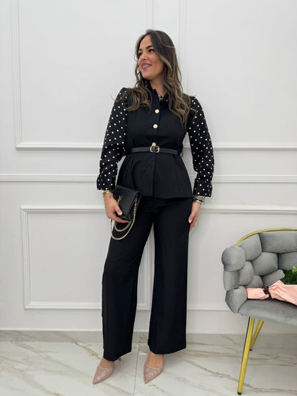 Conjunto Pantalón Y Chaleco Con Cinturón En Cintura