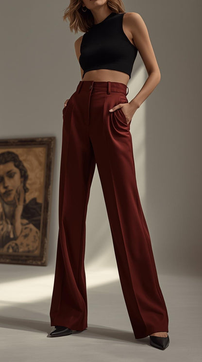 Pantalones Mujer Tiro Alto Modeladores Pierna Ancha