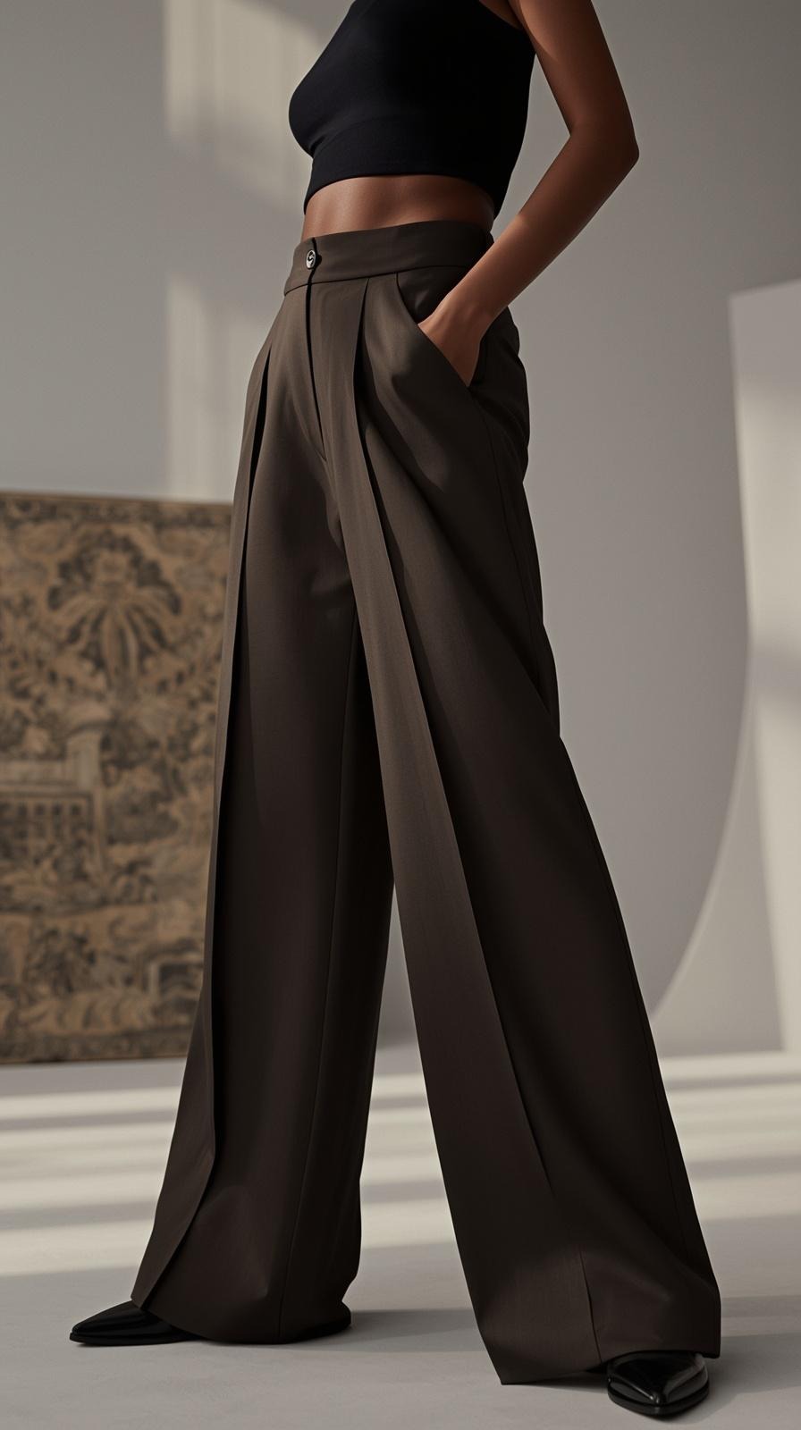 Pantalones Mujer Tiro Alto Modeladores Pierna Ancha