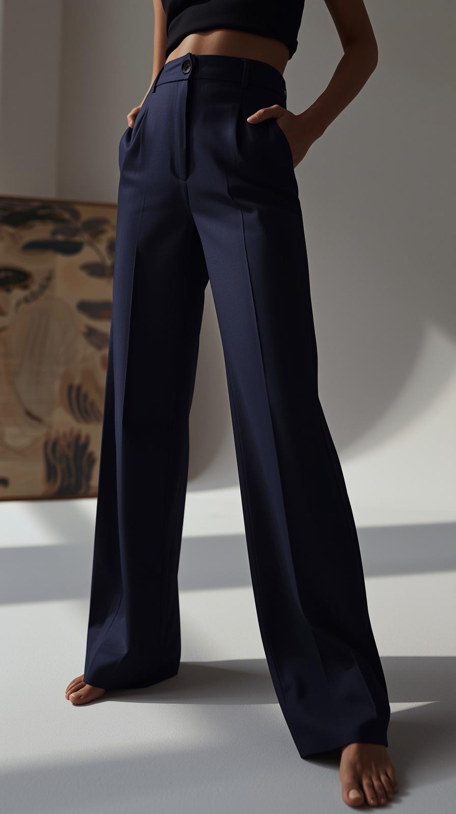 Pantalones Mujer Tiro Alto Modeladores Pierna Ancha