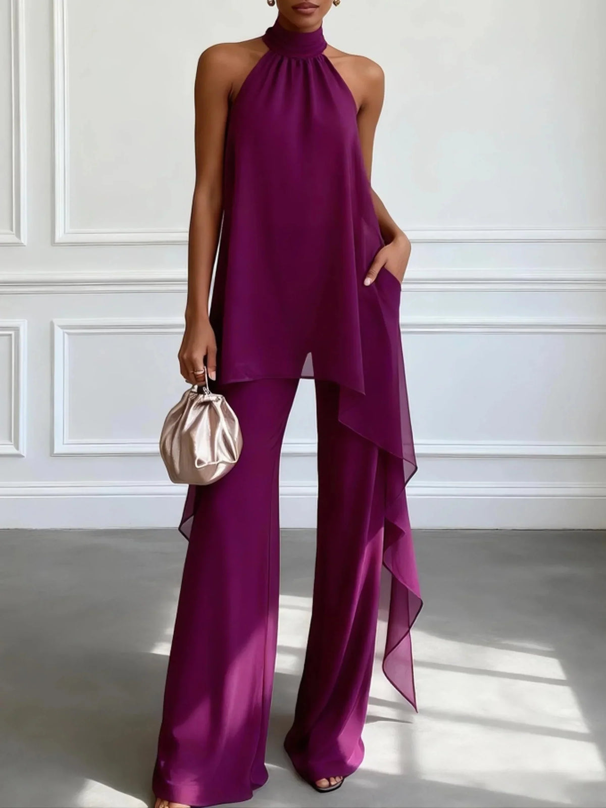 Violeta - Conjunto elegante halter con pantalón