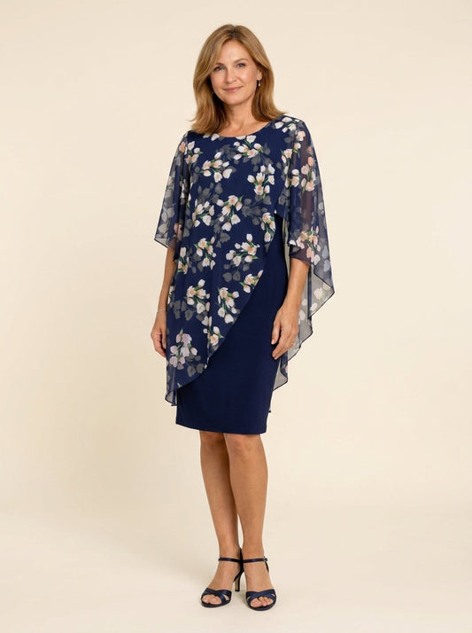 Adriana - Vestido floral con capa de gasa elegante