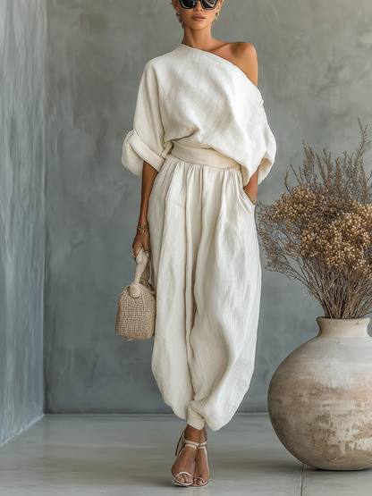 Conjunto Off Shoulder 2 Piezas Estilo Casual Chic