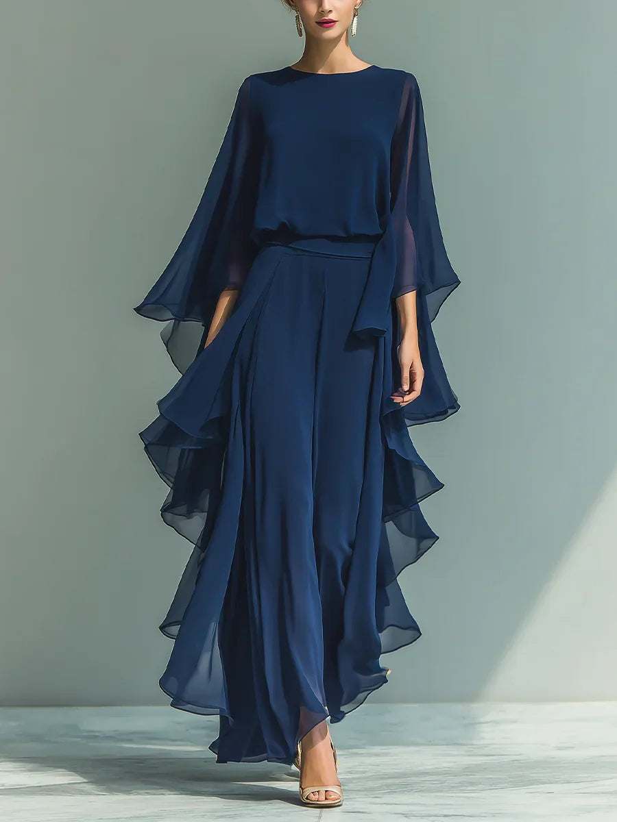 Aurora - Conjunto elegante de chiffon con volante