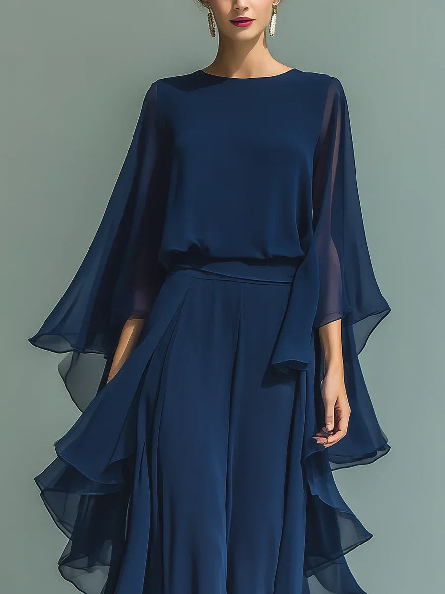 Aurora - Conjunto elegante de chiffon con volante