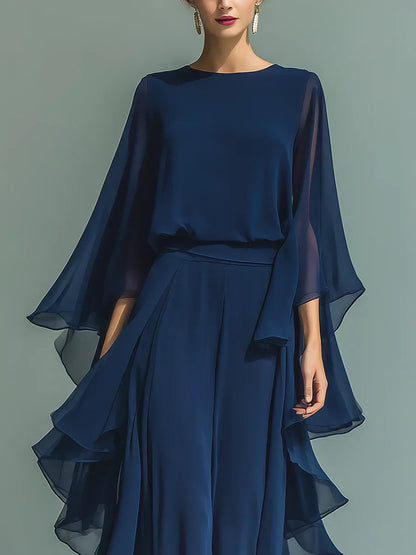 Aurora - Conjunto elegante de chiffon con volante