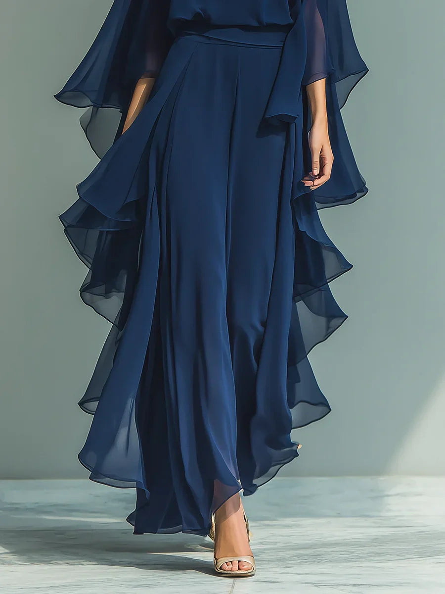 Aurora - Conjunto elegante de chiffon con volante