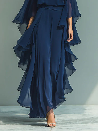 Aurora - Conjunto elegante de chiffon con volante
