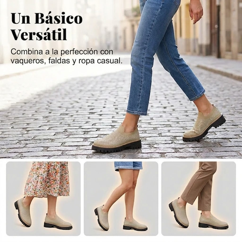 Aria - Mocasines sin cordones con pedrería brillante