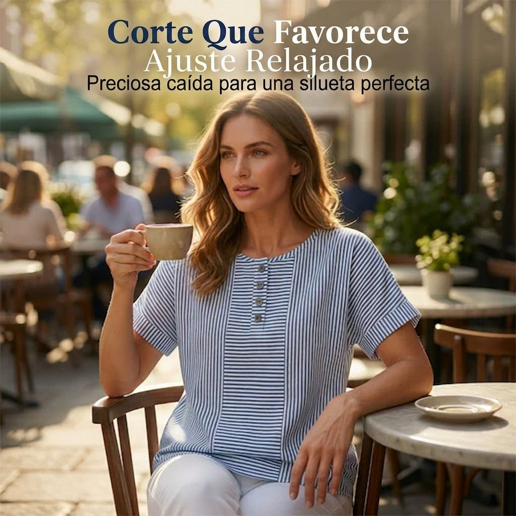 Martina - Blusa de rayas de estilo francés