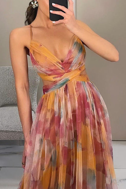 Giselle - Vestido largo con estampado floral encantador