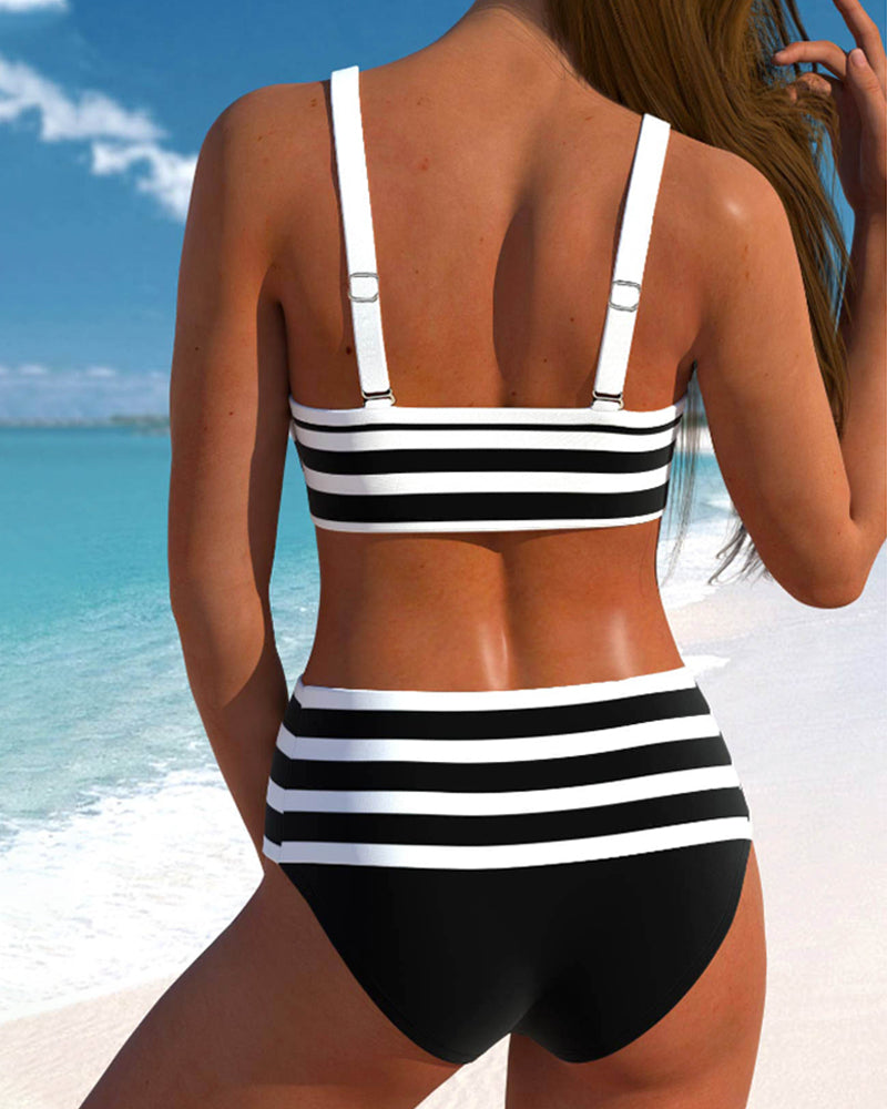 Island Glow | Bikini de rayas de cintura alta
