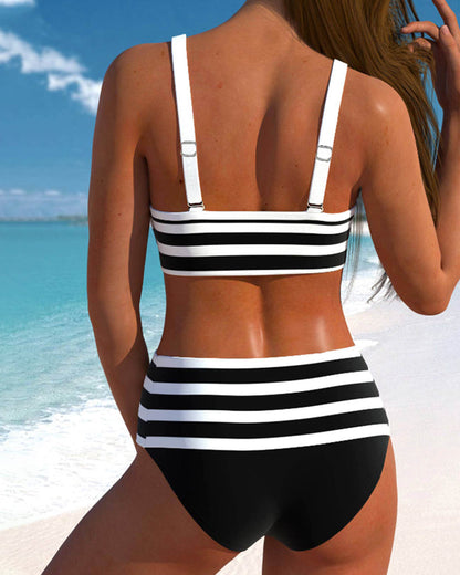 Island Glow | Bikini de rayas de cintura alta