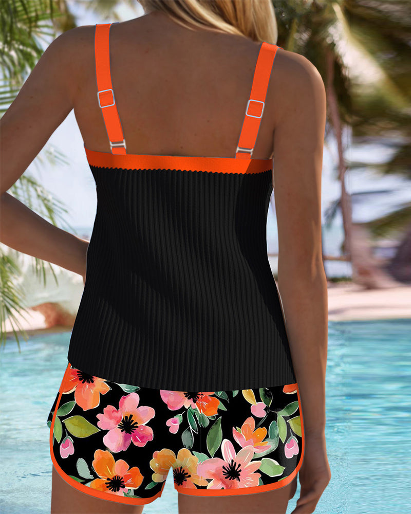 Golden Tide | Conjunto de Tankini de Dos Piezas Elegante