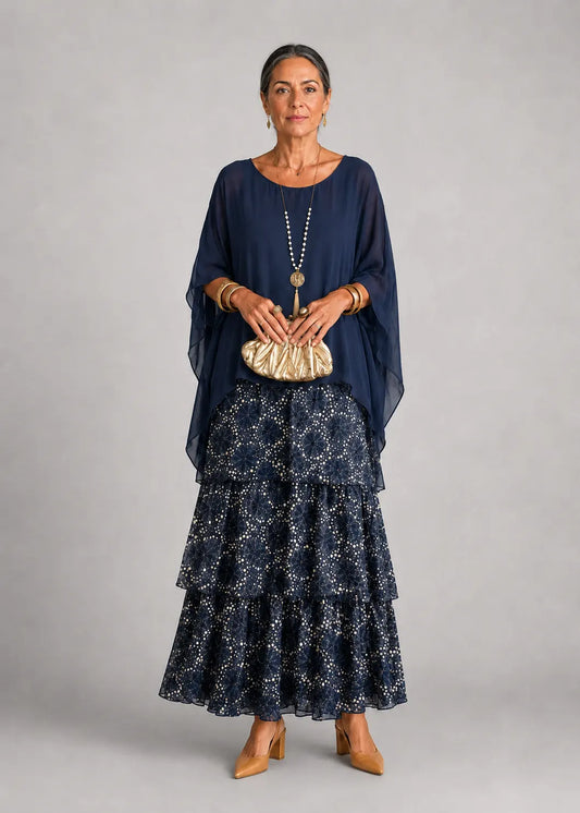 VESTIDO ALMA AZUL MARINO FLORAL