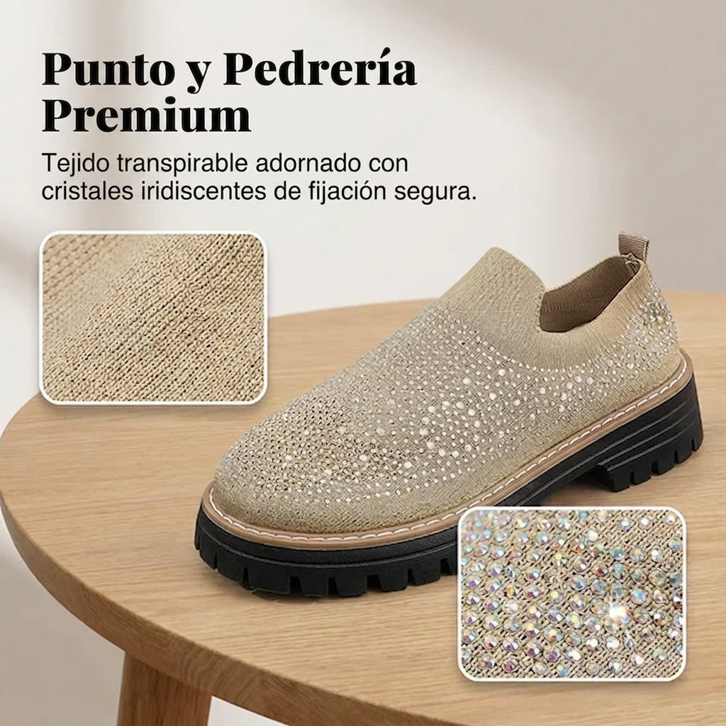 Aria - Mocasines sin cordones con pedrería brillante
