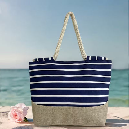 Estela | Bolso Tote de Playa con Rayas Mujer Asas Cuerda