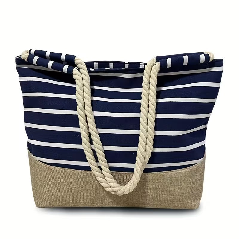 Estela | Bolso Tote de Playa con Rayas Mujer Asas Cuerda