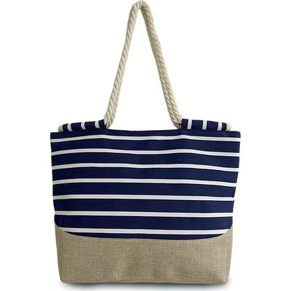 Estela | Bolso Tote de Playa con Rayas Mujer Asas Cuerda