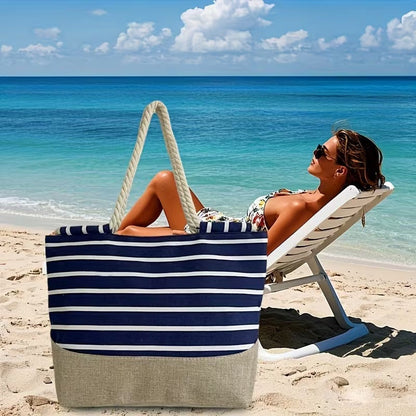 Estela | Bolso Tote de Playa con Rayas Mujer Asas Cuerda