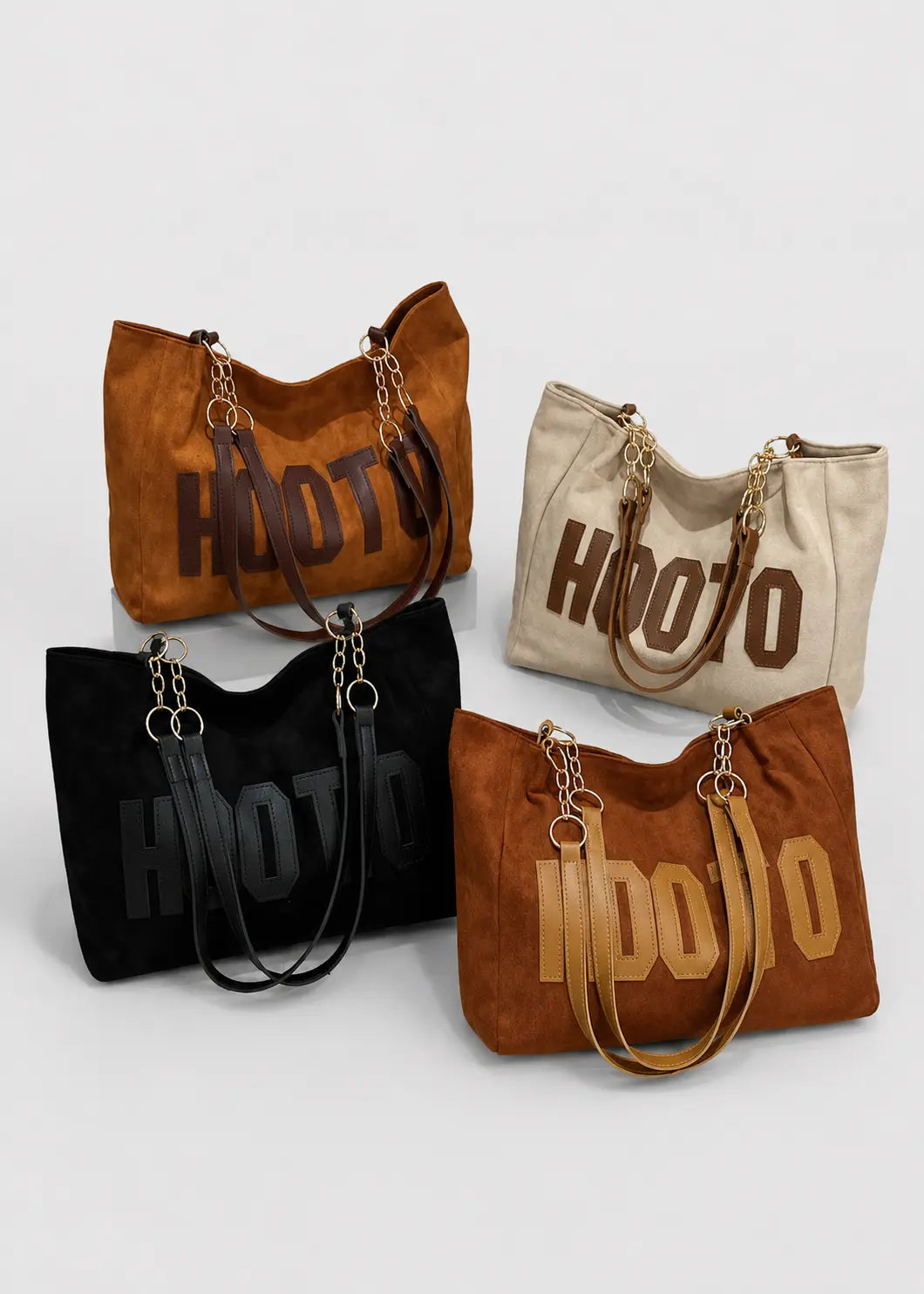 Bolso tote de ante con detalle bordado
