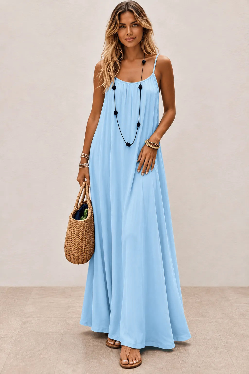 Vestido largo espalda escotada con lazo ajustable